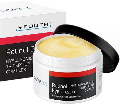 YEOUTH Retinol Eye Cream Anti Aging, Firming Under Eye Cream for Puffiness and Bags Under Eyes for Wrinkles and Dark Circles with Hyaluronic Acid and Tripeptides 30ml