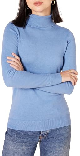 Amazon Essentials Pull Léger à Manches Longues, Coupe Classique Femme, Bleuet, L
