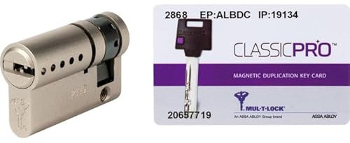 Demi-cylindre 2 entrées Classic Pro Multi-T-lock - Laiton nickelé - Haute sûreté - Longueur 40 x 10 mm