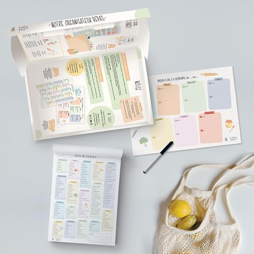 Organisateur repas familial magnétique – planning de la semaine effaçable – gain de temps et menus équilibrés – fabrication française – Atelier Gigogne