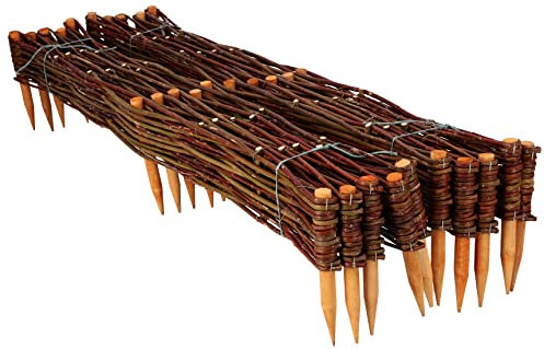 KOTARBAU® Lot de 10 bordures de parterre en osier - 100 x 10 cm - Pour fleurs et légumes