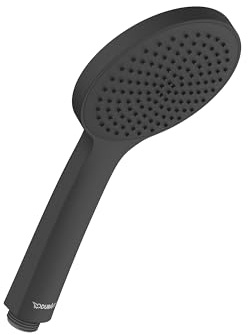 Pomme de douche universelle Duravit, pomme de douche avec jet Rain, douchette ronde (Ø 110 mm), pommeau de douche avec fonction MinusFlow économisant l'eau, facile à nettoyer, noir mat