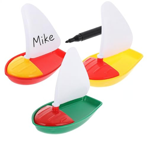 Toyvian DIY Bath Toy Boat & Sailboat 3PCS for Kids Toddler Mold-Free, Small Plastic Boats for Bathtub, Floating Pool Water Toys,Swim Play for Beach Lake Summer, with Educational DIY Sail Design