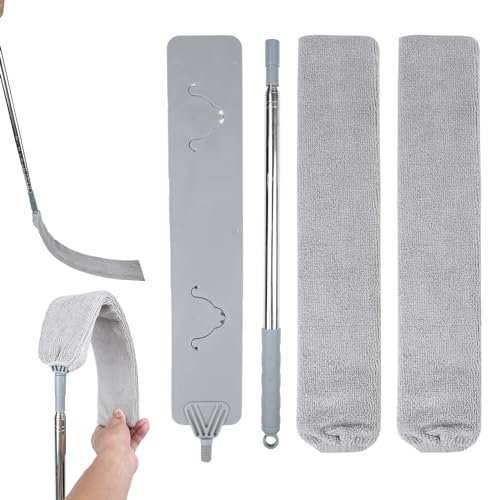 Spazzola Per La Pulizia Della Polvere, Microfibra Spolverino, Spazzola per la Polvere Allungabile con Manico in Acciaio Inossidabile da 250cm, Duster Telescopico per Sotto il Divano, Armadi