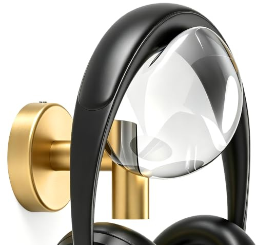 GEEKRIA Clear Acrylic Wall-Mounted Headphone Holder, Gold Metal Mount