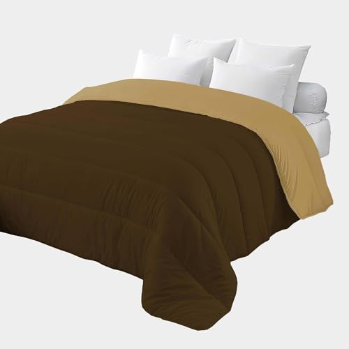 Corredocasa Trapunta 4 Stagioni Made in Italy Piumone Imbottitura 350gr/mq Coperta in Morbida Microfibra di Poliestere Casa (Marrone/Beige, Matrimoniale 250x260 cm)