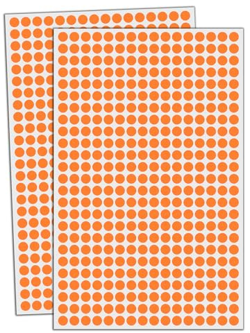 6000 Stycken - 8mm Färgade Prickade Klistermärken Klibbiga Etiketter - Orange