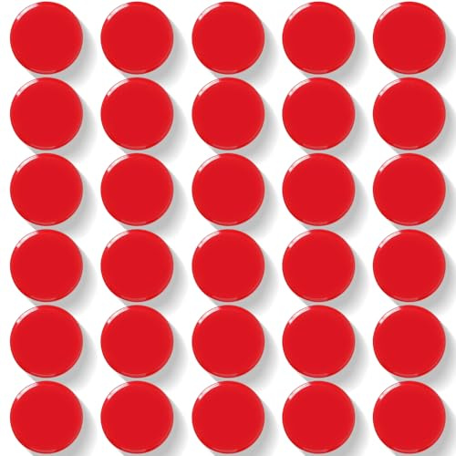 DUJEQM Aimant Puissant - Lot de 30 PCS Aimant Frigo Ronds, Petits Aimants Tableau Magnétique Magnet Frigo, Mini Aimant Tableau Blanc Decoratif Aiment pour Réfrigérateur Calendrier Bureau École (Rouge)