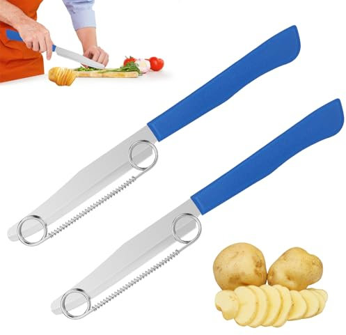 Confezione da 2 Coltelli a Taglio Rapido Pelapatate, Coltello Multifunzione 3 In 1 Con Molla Rimovibile, Tagliaverdure Facile Da Pulire Per Frutta e Verdura, Tagliare, Tagliare a Dadini, Sbucciare