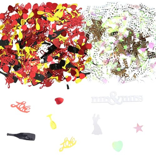 TYFGRT Confeti De Boda De 60G, Decoración De Mesa De Boda, Decoración De Lentejuelas De Sr. Y Sra., Decoración De Confeti De Fiesta, Decoración De Boda DIY