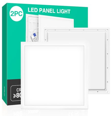 KOSOOM Pannello LED 60 x 60 (2 pezzi), pannello da soffitto a LED, lampada a raster, 4000 K, bianco neutro, UGR≤19, IP40, CRI≥80, 25 W, driver incluso, adatto per illuminazione da ufficio e abitazioni