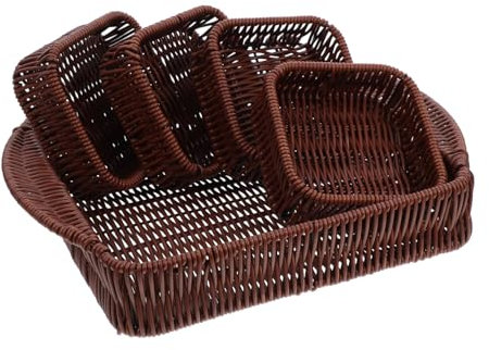 POPETPOP Cestini Per Cracker Da Servire in Finto Rattan Scatola Per Noci e Snack Contenitore in Boho Per Frutta e Pane Vassoio Per