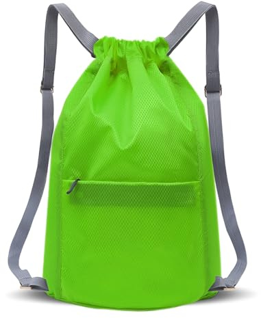 Foatcox Mochila Gimnasio Impermeable con CordóN, Deporte para Mujeres y Hombres, Bolsa de CordóN Plegable de Gran Capacidad, Mochila para Senderismo, Camping, Viajes, NatacióN (Verde)