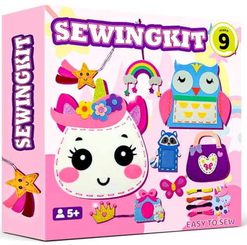 powerful xishan Sewing Kit for Kids, Unicorn 9 Thick Easy DIY Projects Sewing Kits, Beginners Girls Arts & Crafts for Ages 5+, Instructions & Felt, Birthday Gifts, Enlightenment