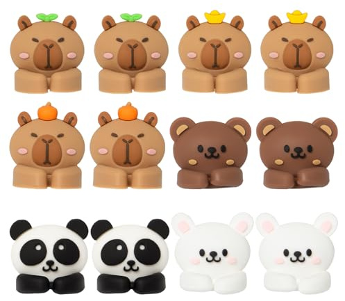 Keboyoe 12 Fermacavi Adesivi Supporti per Cavi Clip Animali Silicone Organizzatore Cavi di USB Ricarica Alimentazione per Scrivania e Comodino