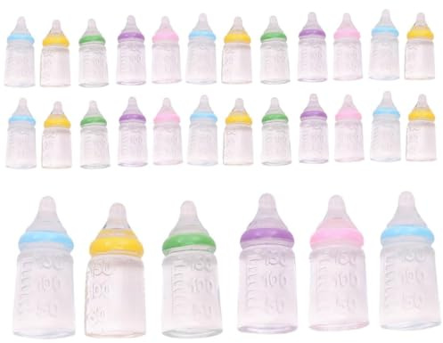Biberón de leche para muñeca, 30 biberones para muñeca, mini botellas de plástico de colores, botella de juguete ligera y compacta, novedad, tarro de caramelo pequeño multiusos para bautismo, manuali