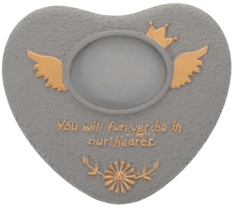 TOGEVAL Lapide per Animali Domestici a Forma di Cuore Grigia, Targa Tombale per Cani Resistente alle Intemperie, Pietra Commemorativa per Giardino e Tombe Esterne, Decorazione