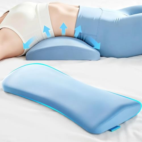 Lumbar Pillow for Sleeping,Cooling Lumbar Support Pillow for Bed,Memory Foam Back Support Pillow for Sleeping,Lower Back Pillow Contoured Waist Cushion for Side,Back&Stomach Sleepers,Washable Cover