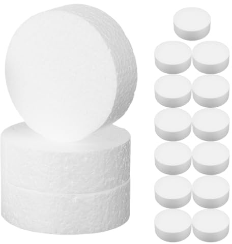 GETAJGHSD Discos de Espuma Artesanal Blancos 16 Bloques Redondos para Modelado y Arreglos en Manualidades y Bricolaje