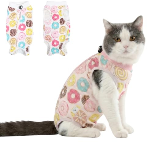 DoggieKit Body de Recuperación para Gatos Traje de Recuperación para Gatos Ropa Después de la Cirugía para Gatitos Body Gata Esterilizacion Pijama Contra Lamer E-Collar Alternativa Heridas Abdominales