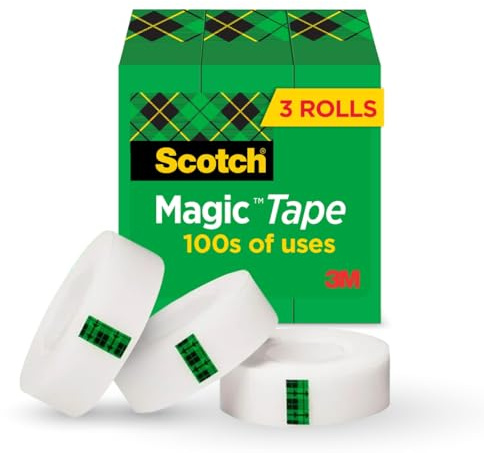 Scotch Magic Tape, Invisible, 3 Rolls