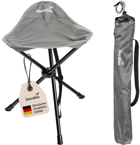 Skandika Sgabello treppiede pieghevole Tomperi, peso utente 100 kg, leggero, compatto, con borsa per il trasporto, struttura in acciaio, piedini antiscivolo (1 sgabelli)