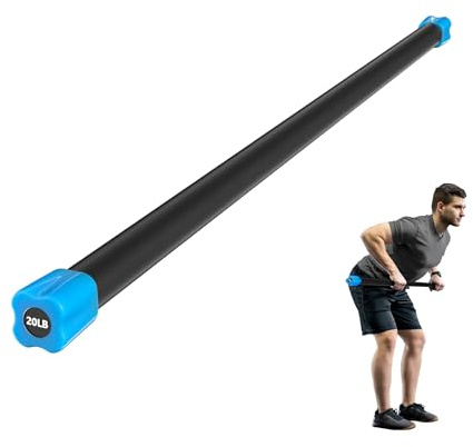 Everyday Essentials - Barra de entrenamiento para todo el cuerpo, barra de entrenamiento con peso (20), azul, 48 pulgadas