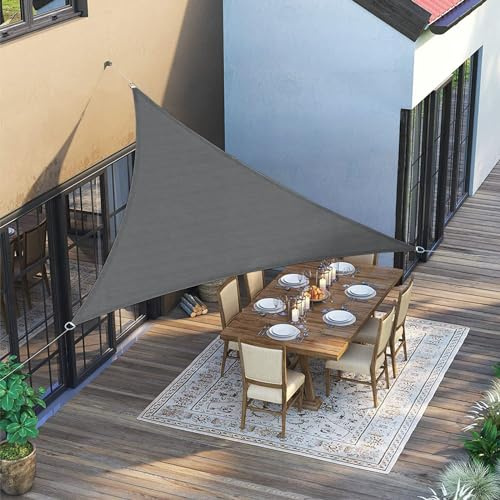 SUNNY GUARD Sonnensegel Dreieckig 3x3x3m Sonnenschutz Atmungsaktiv HDPE UV Schutz für Balkon Terrasse Garten, Grau Anthrazit