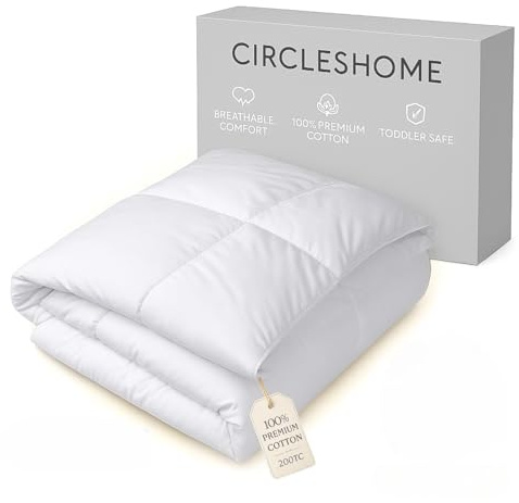 Circleshome - Edredón para cuna y cama, 100% algodón, hipoalergénico y transpirable (37 x 52), color blanco