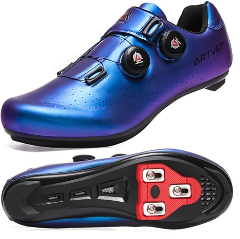 Zapatillas de Ciclismo para Hombre Zapatillas de Bicicleta de Carretera para Mujer compatibles con Look SPD SPD-SL Delta Cleats Zapatillas para Bicicleta de Interior Exteriores Azul EU44