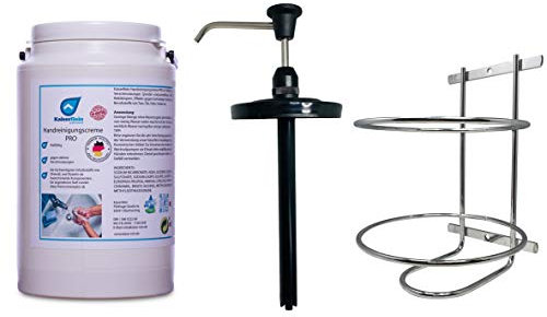 KaiserRein Handreinigungscreme PRO 3 L Handwaschpaste Eimer, Pumpspender und Wandhalter SET gegen stärkste Verschmutzungen Hocheffektiv gegen hartnäckige Verschmutzungen wie Teer, Öle, Fette, Farben