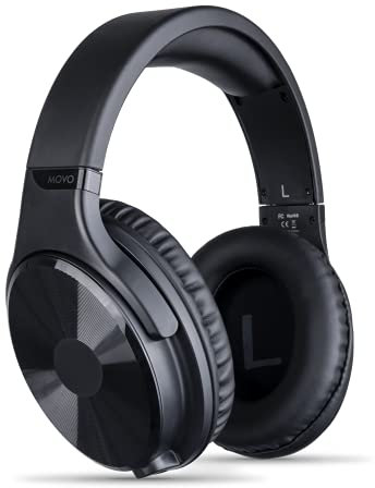 Movo MH-100 Casque Hi-Fi Studio avec microphone - Casque filaire pour jeux et musique avec entrée 3,5 mm et 6,35 mm - Casque confortable avec micro - Parfait pour les jeux et la musique