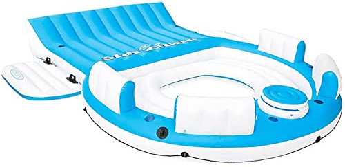 MVDECOR 12 Piedi Isola del Relax Adulti Bambini - Letto Galleggiante Pool Lounge - Piattaforma del Partito Galleggiante Estivo Gonfiabile per Piscina, Lago, Fiume per 7 Persone