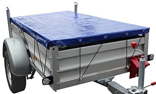 Anhänger Flachplane Blau incl. 2 oder 3 Bügel (Flachplane 2075x1140x50 mm & 3 Alu-Bügel)