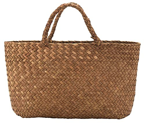 Uinfhyknd Borsa Di Paglia Totalizzatore Di Vimini Naturale Intrecciata Delle Donne Per Le Fatte A Rattan Tessute Giardino