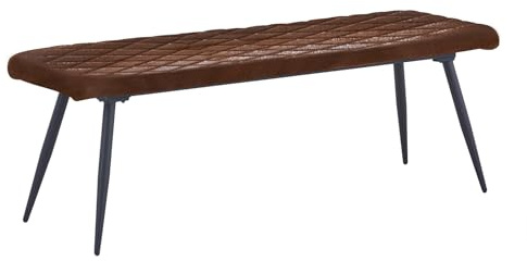AINPECCA Dining Bench Faux Suede Padded Upholstered Dinner Vintage Stool with Metal legs Lounge Stool Doorway Dinner Bench (Faux Suede, Brown)