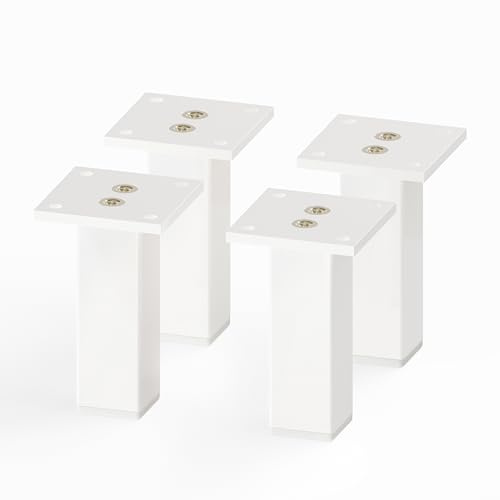 Sossai® Exklusiv small - Aluminium Möbelfüße | E3MF | 4er Set | Höhe: 100mm | Farbe: Weiß