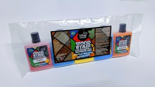 Village Green Ready to Use Wood Stain - Water Based, Eco Friendly, Premium Quality (Sample Packs) (10, Vibrant Colours)