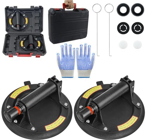 Lot de 2 ventouses industrielles puissantes de 20,3 cm pour verre, carrelage, marbre, avec boîte de transport, charge maximale : 150 kg