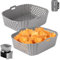 Air Fryer Silicone Liner for Ninja Double Stack SL401UK, Perforated Air Fryer Liners Reusable, Air Fryer Accessories for Ninja Double Stack Vertical Dual Drawer Airfryer (Gray)