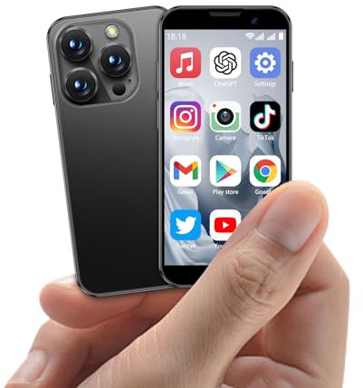 Mini Smartphone mit 3,0 Zoll HD Bildschirm, entsperrtes Mini Handy, 5 Megapixel Kamera, Gesichtserkennung, Dual SIM, WLAN, GPRS, TF Karte und ultraschlankem Gehäuse perfekt für Kinder Schwarz