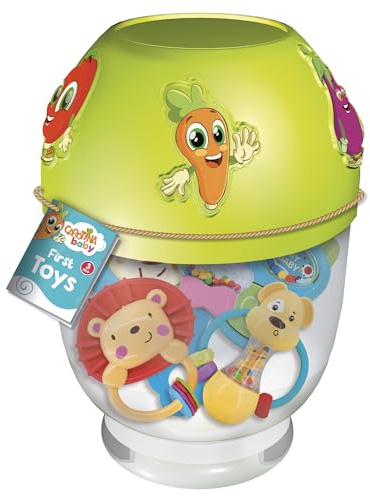 Lisciani - CAROTINA BABY - First Toys - Sensory Gift Set for Babies from 3 months - 5 Educational Toys: Rattles, Teething Rings, Sensory Development - Educational Game - Birth Gift Idea