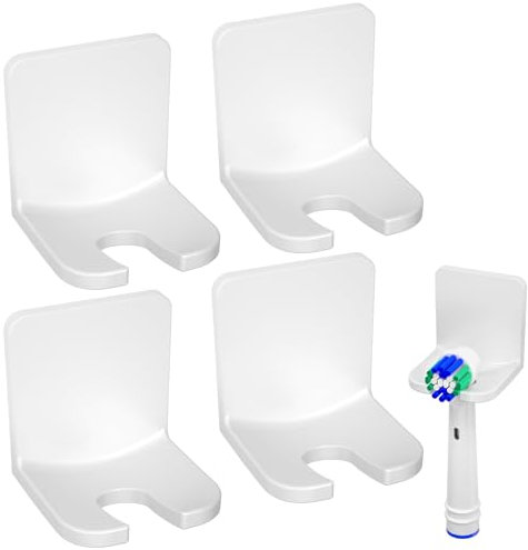 FIXCHORD Toothbrush Holder, 4Pcs Electric Toothbrush Holders, Electric Toothbrush Head Holder Wall Mounted, No Drilling Toothbrush head holder for Bathroom Storage, Razor, White