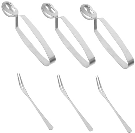 SMASOLO 3ensembles Set Pinces Escargot Et Fourchettes Inox Résistantes Chaleur Poignée Ergonomique Antirouille Pour Fruits De Mer Ustensiles Pratiques Et Solides Pour Table à Domicile