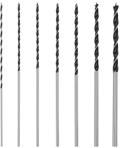 QWORK® 7 piezas 300 mm brocas para madera, brocas de tres puntas de 4 mm a 12 mm, plateadas