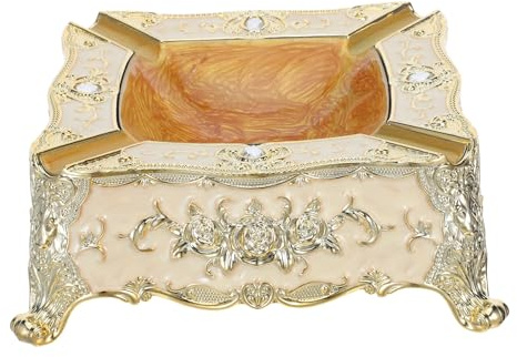 Genérico Cenicero de Plástico Irrompible Estilo Retro Europeo Rosas, Tamaño Mediano 17,5x17,5 Cm, Cenicero Decorativo para Interior y Mesa de Patio, Bandeja Vintage para Cigarrillos