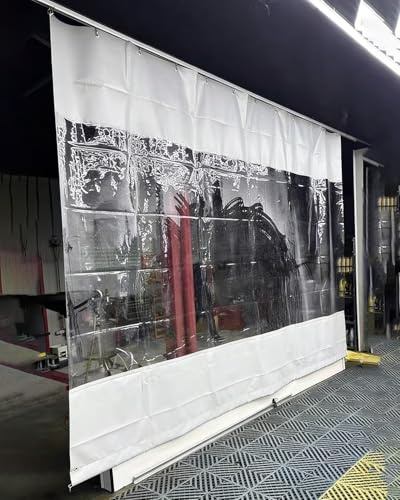 Tenda avvolgibile per Garage, Impermeabile e Isolante, Trasparente - Divisorio Industriale per officine di verniciatura e falegnameria, 150x150 cm (59x59 Pollici) - Resistente ed efficiente