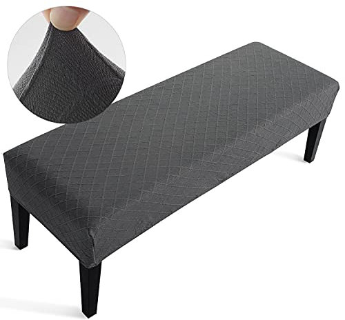 Fuloon Universal-Bezug für Esszimmer-Bank, elastisch, Stuhlhusse, für Esszimmer, abnehmbar, Bezug für Esszimmerstuhl, Esszimmer (Dunkelgrau)