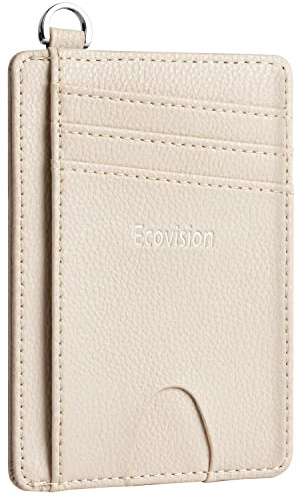 EcoVision Slim Minimalist Front Pocket Wallet, RFID Blocking Credit Card Holder Wallet with Detachable D-Shackle for Men Women