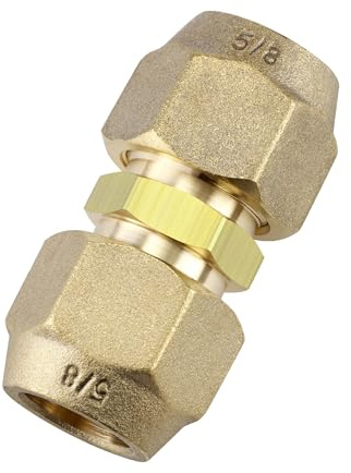5/8-Inch AC Pipe Joint Connectors, Free Welding Brass Pipe Coupler Adapters for Air Conditioning Copper Pipe Connection, including 2Pcs Flare Nuts, Works for Butt Copper Tube Diameter 5/8 or 15.88mm